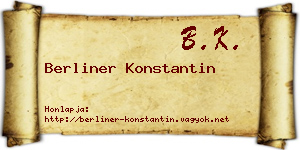 Berliner Konstantin névjegykártya